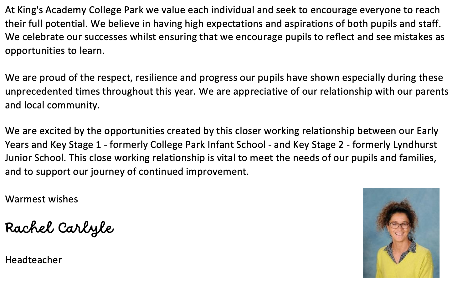 Mrs Carlyle - Headteacher
