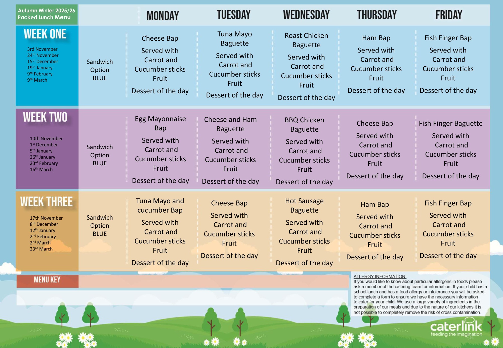 2025 Autumn Winter sandwich menu