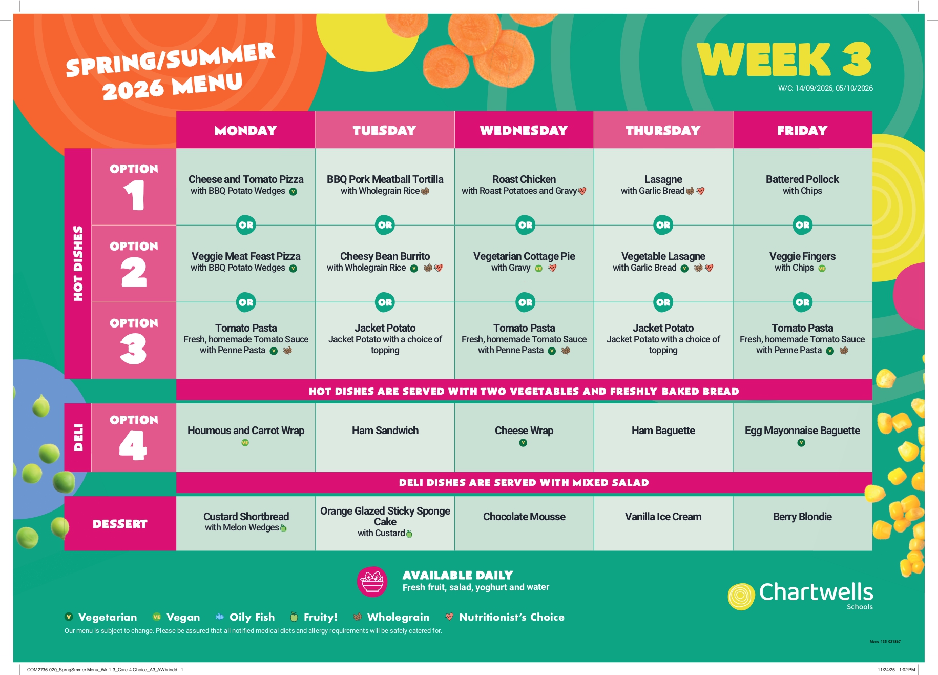 School dinner menu Week 3